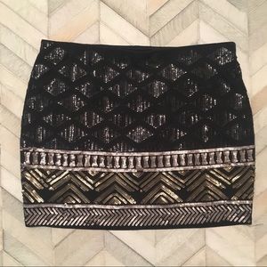 Express Sequin Mini Skirt - Stretchy, Black